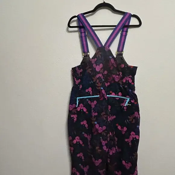 NEW Roxy x Rowley Insulated Snow Bib Ski Pants Floral Print Womens Med Après Ski